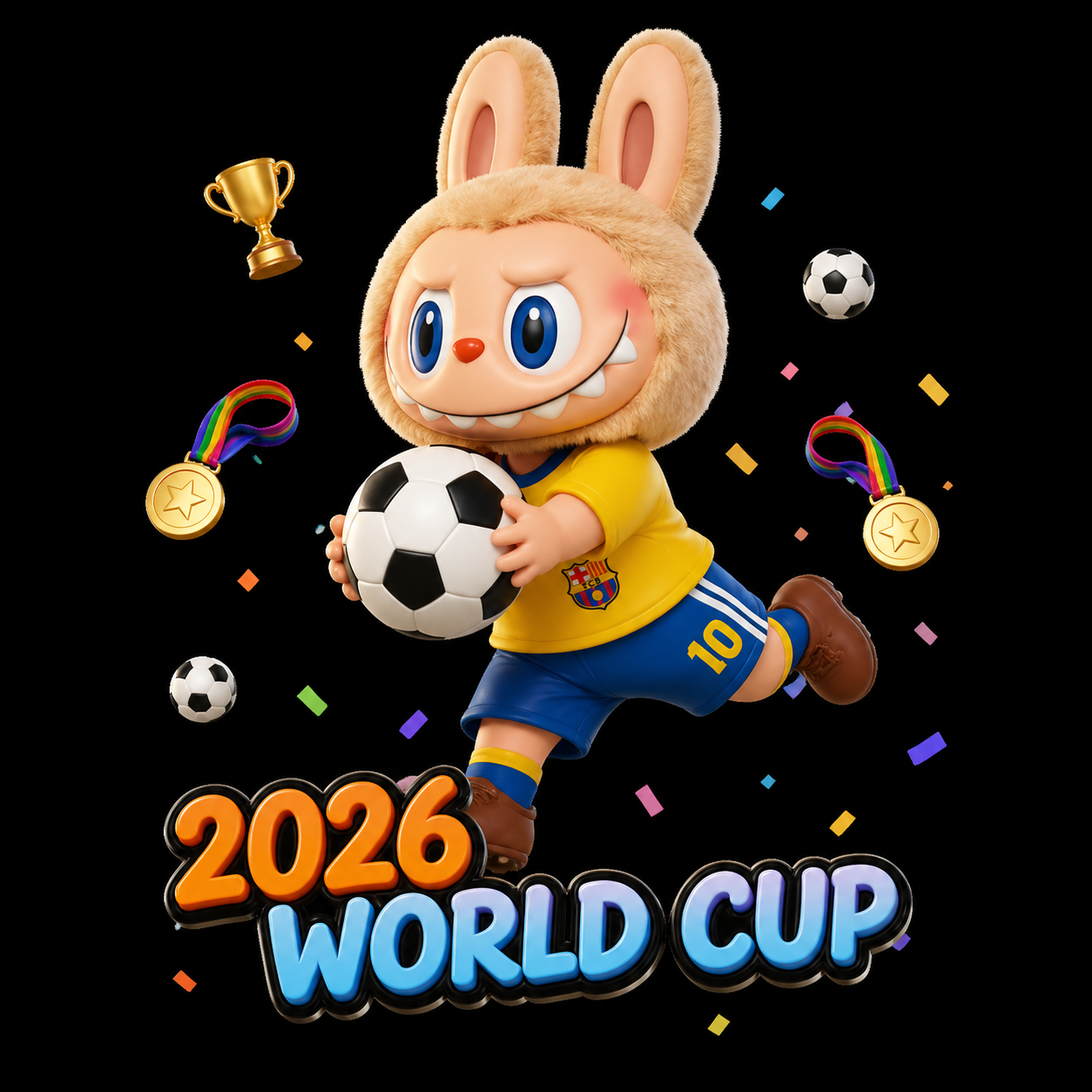 Labubu World Cup Static Cling Window Sticker (30cm x 40cm)