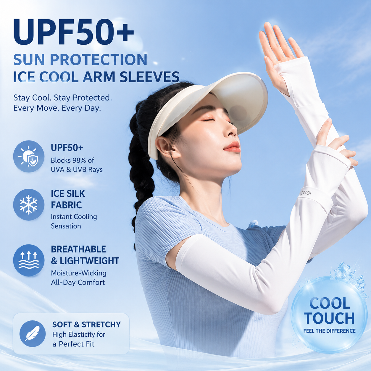 IceShield™ UPF 50+ Cooling Arm Sleeves – Instant Sun Protection & Cooling Fabric