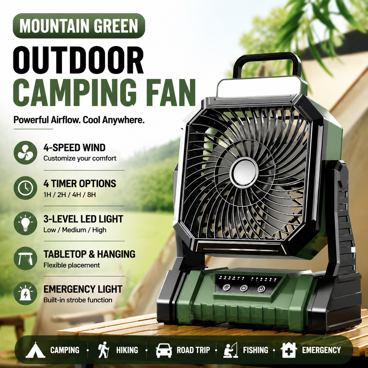 ArcticBreeze Pro™ Outdoor Cooling & Camping Fan