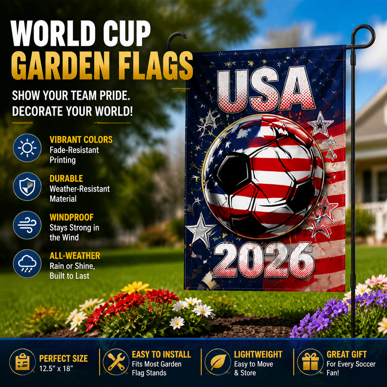 ⚽ World Cup Garden Flags – USA, Mexico, Canada & More 🇺🇸🇲🇽🇨🇦