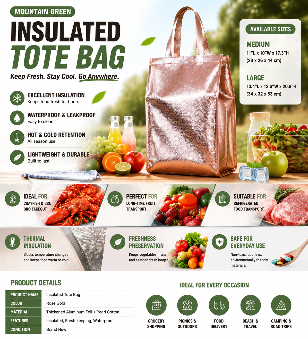 ArcticShield Insulated Tote Bag – Premium Leakproof Cooler Lunch Bag