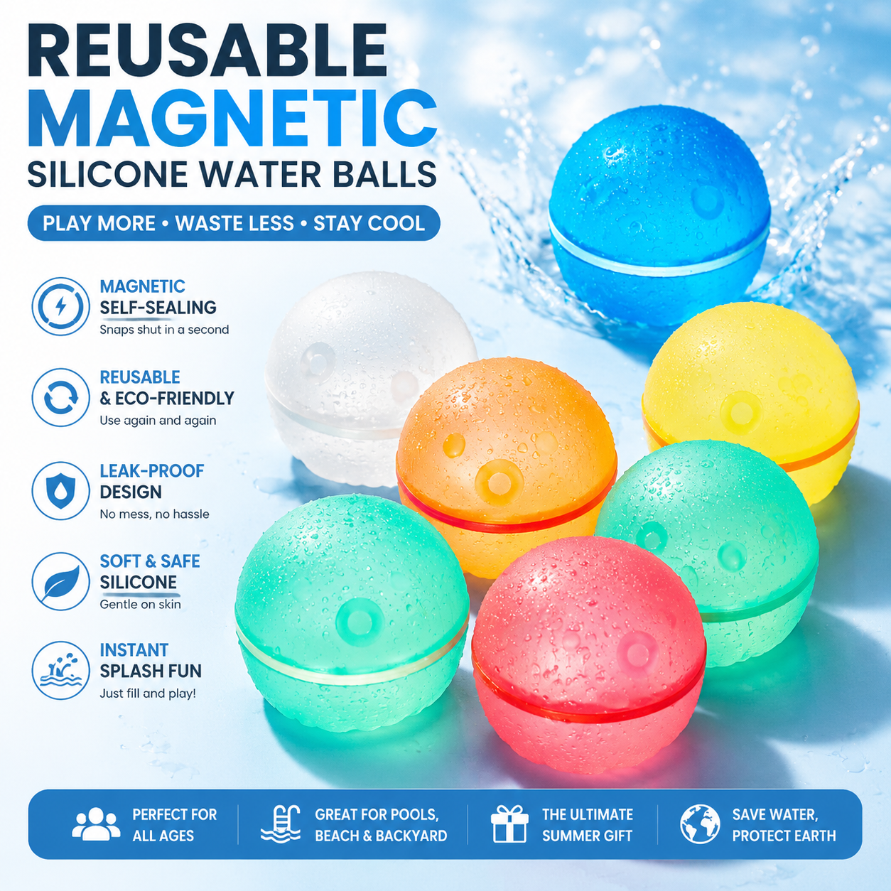 AquaSnap™ Reusable Magnetic Water Balloons 