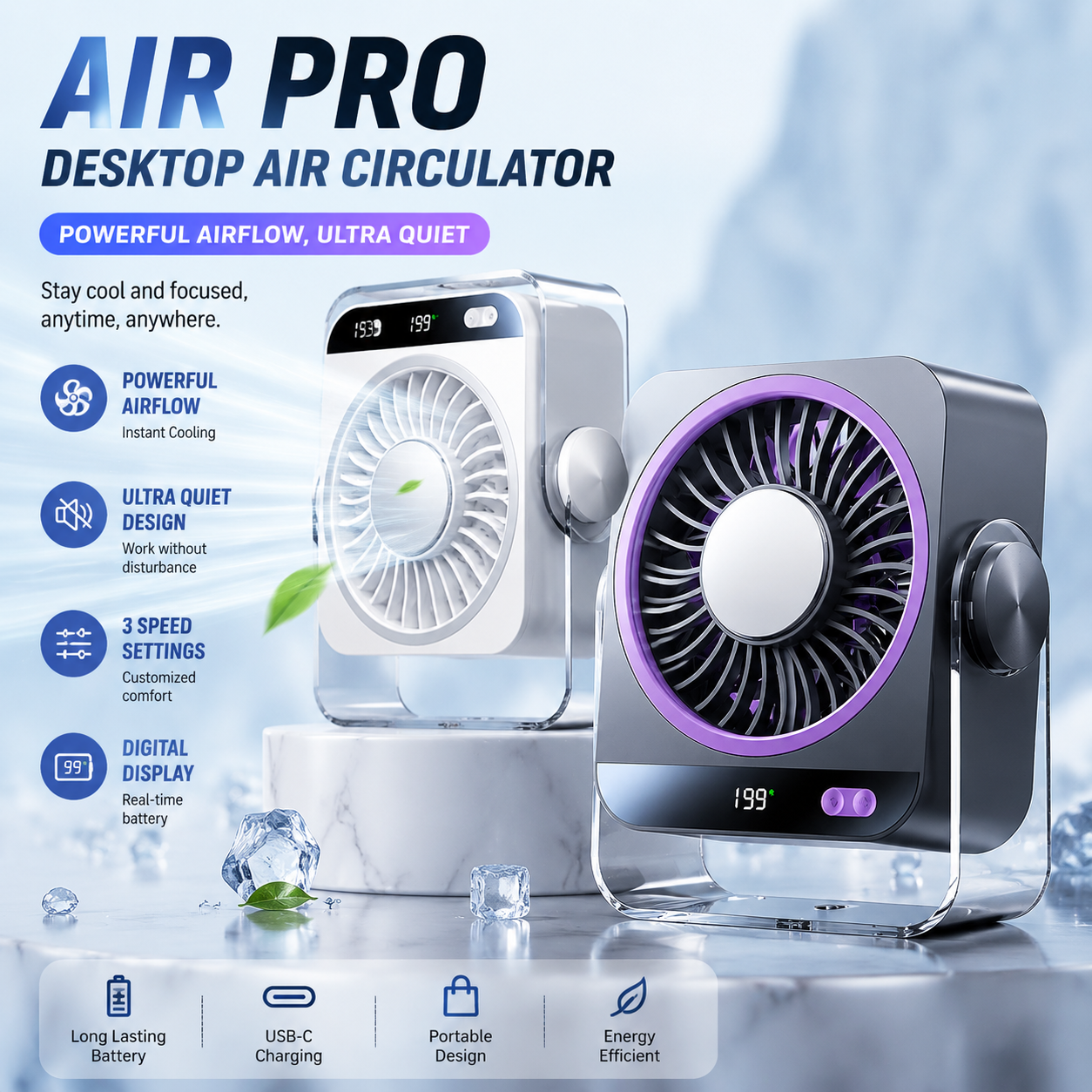 ARCTICBREEZE™ Air Pro Desktop Circulator Fan