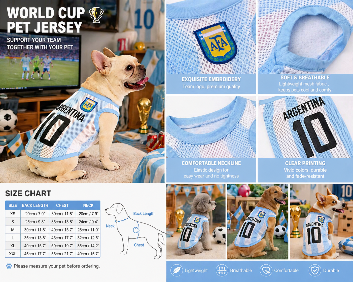 World Cup Style Pet Jersey 