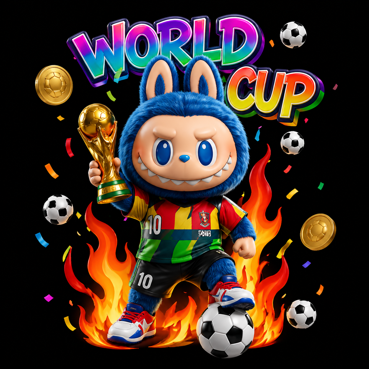 Labubu World Cup Static Cling Window Sticker (30cm x 40cm)
