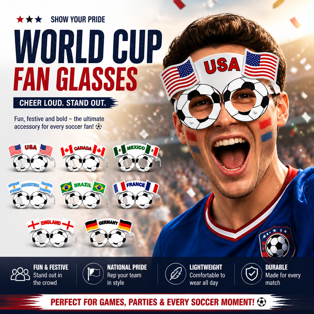 ⚽ World Cup Fan Glasses – Team Spirit Shades