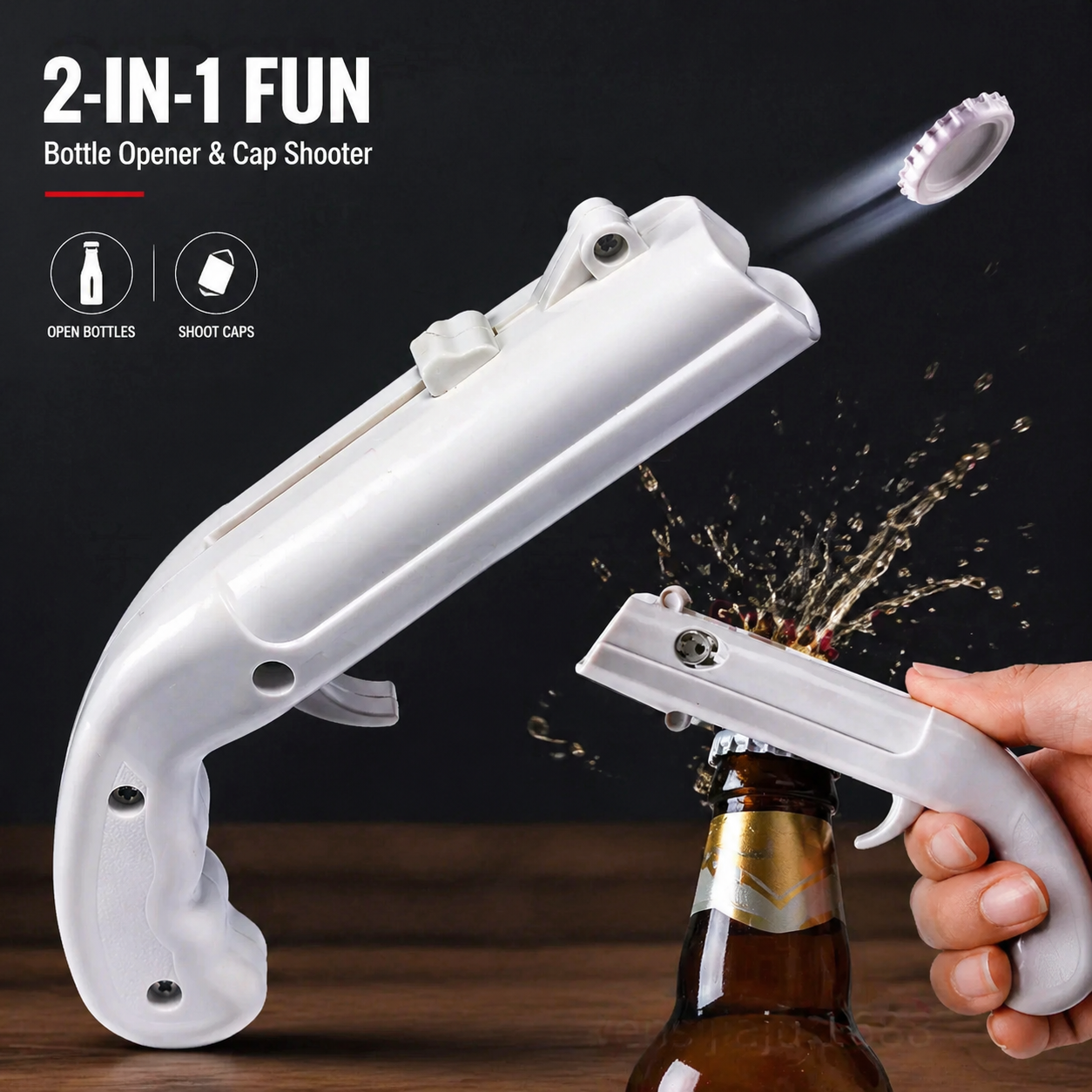 ⚡ Beer Cap Shooter – Bottle Opener & Fun Launcher