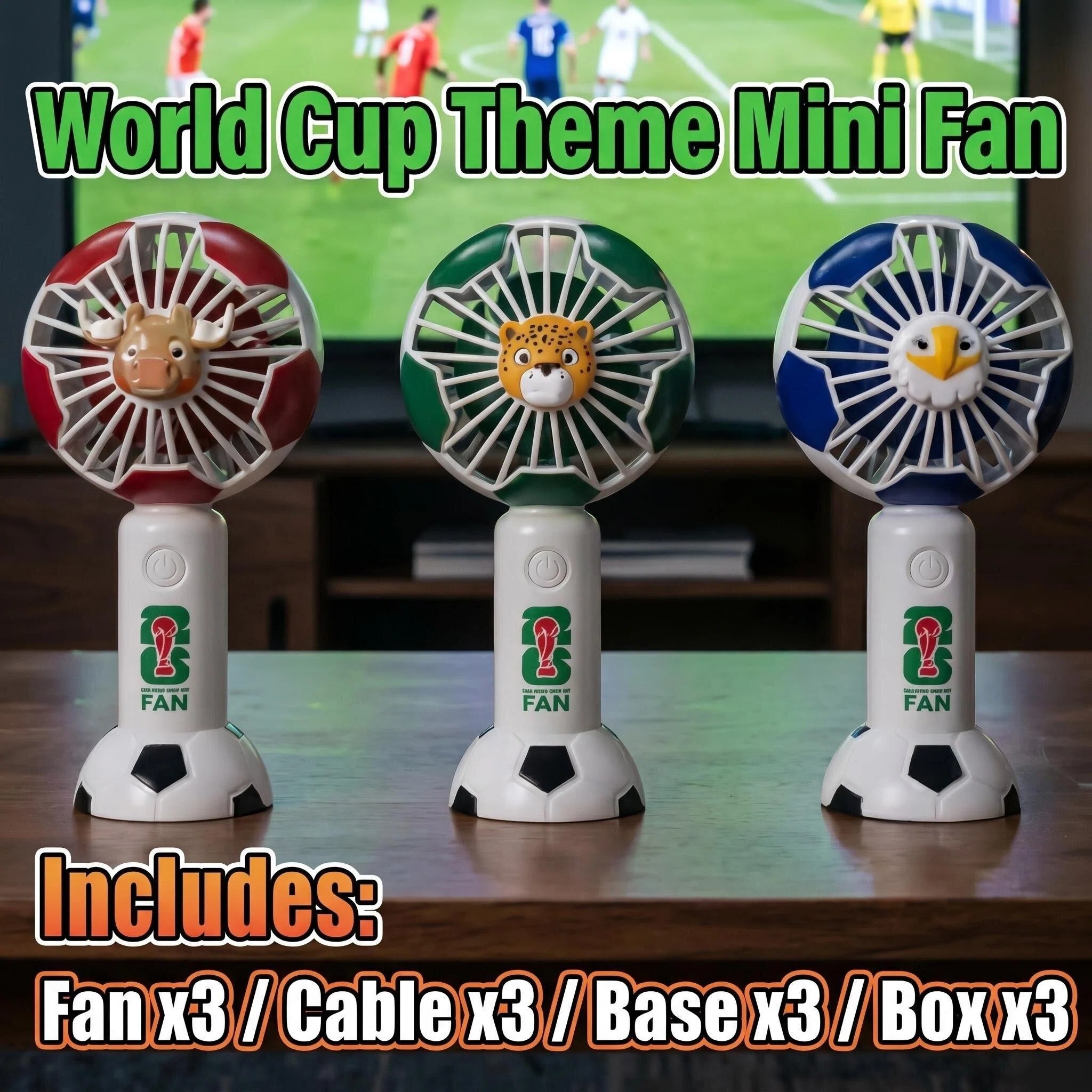 2026 World Cup Mascot Portable Cooling Fan