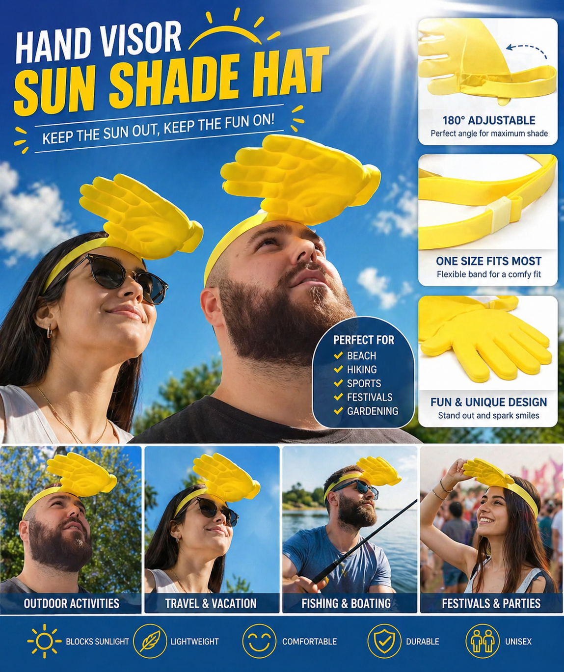 Funny Hand Visor Sun Shade Hat