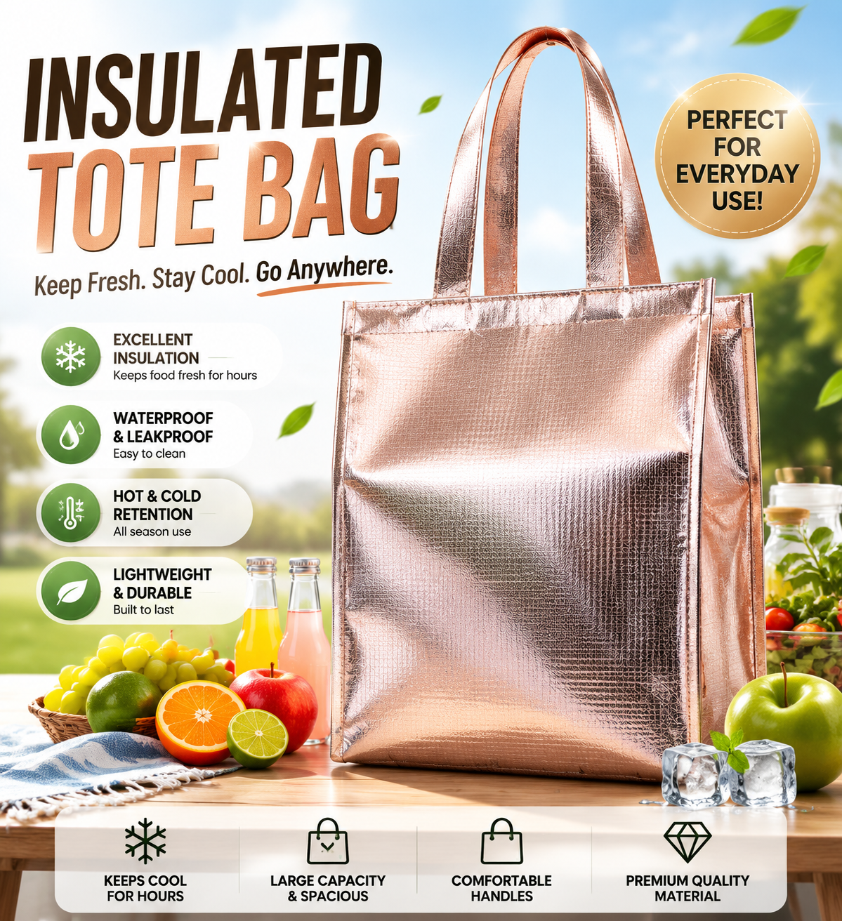 ArcticShield Insulated Tote Bag – Premium Leakproof Cooler Lunch Bag