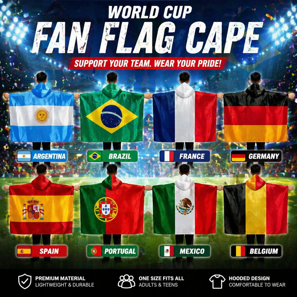🇨🇦 Fan Flag Cape – Wear Your Team Proudly!