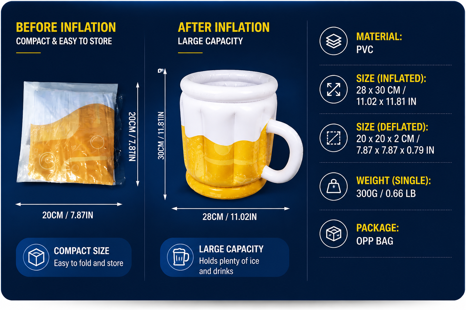 🍺 World Cup Beer Mug Ice Bucket – Inflatable Party Cooler