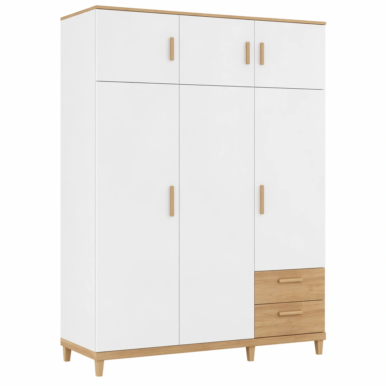 Moderner 8-Tueriger Kleiderschrank mit 2 Schubladen und 5 Faecher, grosser Stauraum, minimalistisches Design, stabiler Mehrzweckschrank, grau-ardvion