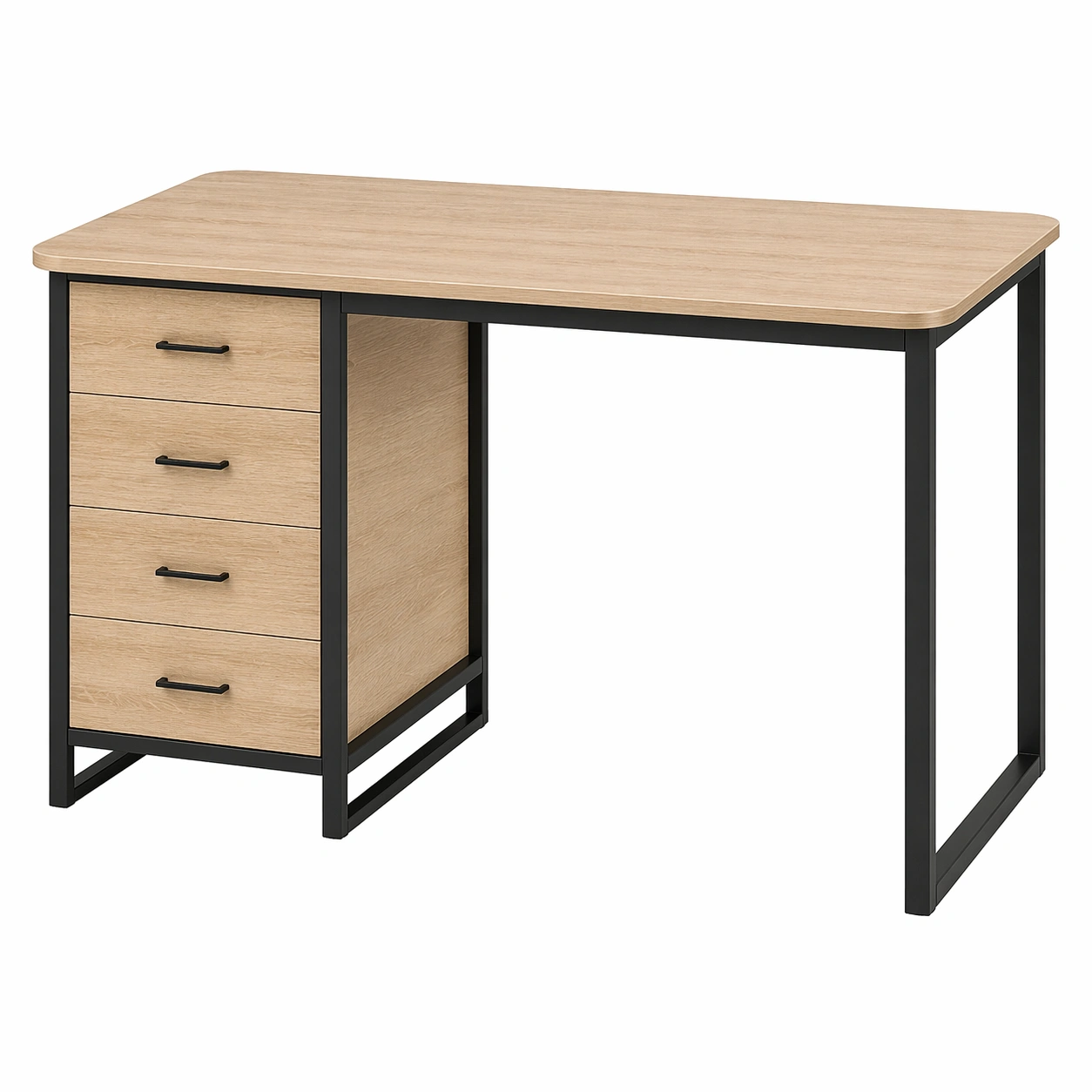 Moderner Schreibtisch mit Schubladen Computertisch Arbeitstisch Holzoptik mit Metallrahmen fuer Home Office Wohnzimmer-ardvion