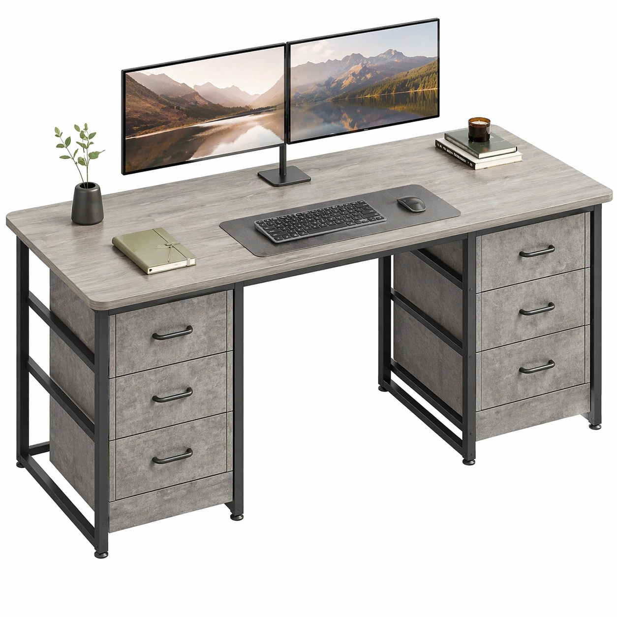 Moderner Schreibtisch mit 8 Schubladen Computertisch Arbeitstisch mit Stauraum 120 cm-ardvion