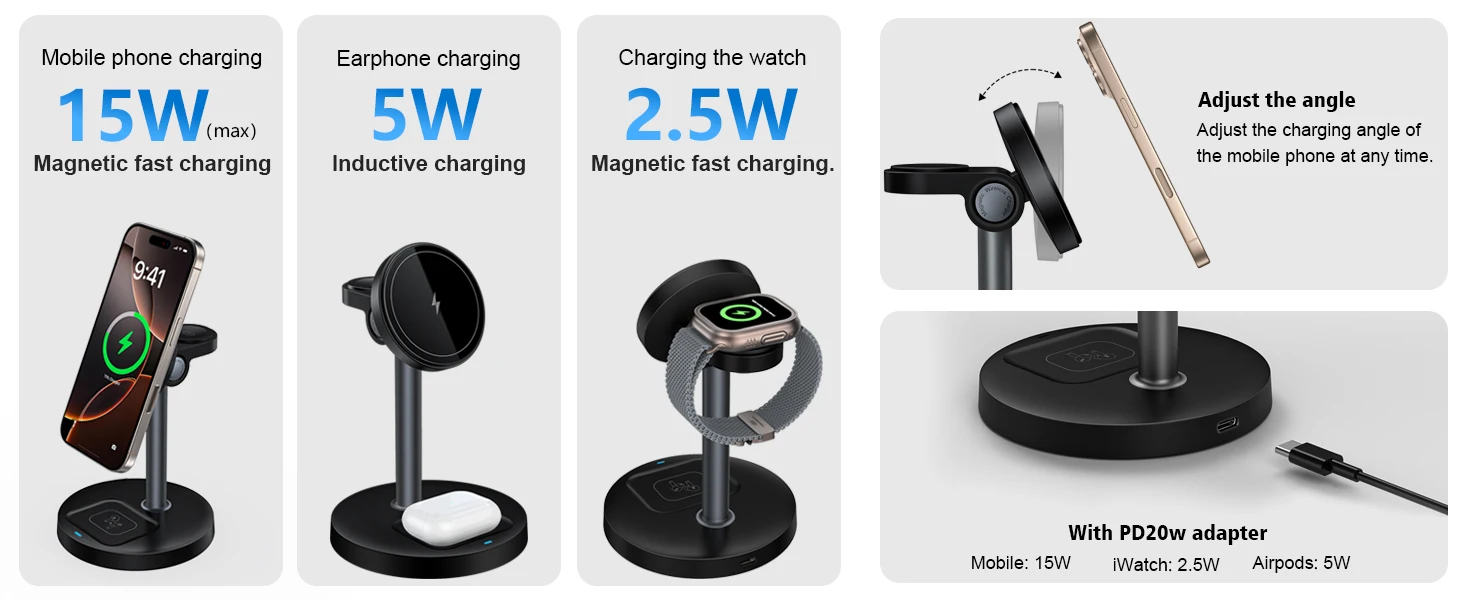 Wireless charger stand with iPhone