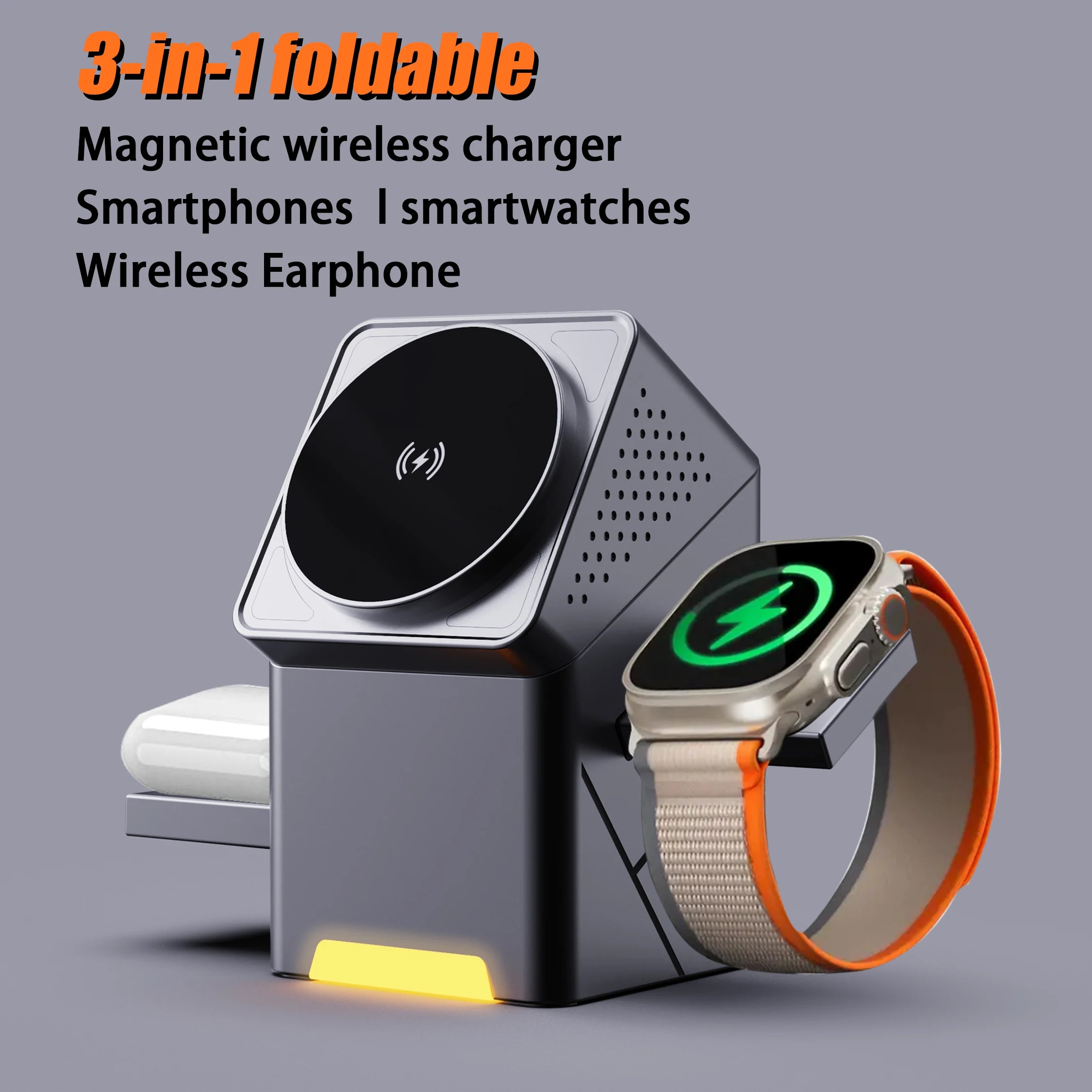 15W 3-in-1 Rotating Magnetic Wireless Charger