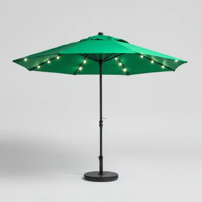 Parasol ogrodowy z oświetleniem LED z poliestru i metalu 230x230x250 cm - zielony - styl nowoczesny - do ogrodu na zewnątrz-Losaroom