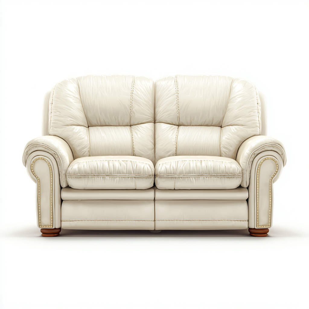 Sofa dwuosobowa ze skóry naturalnej 165x95x90 cm - kremowy - do salonu - klasyczny styl-Losaroom