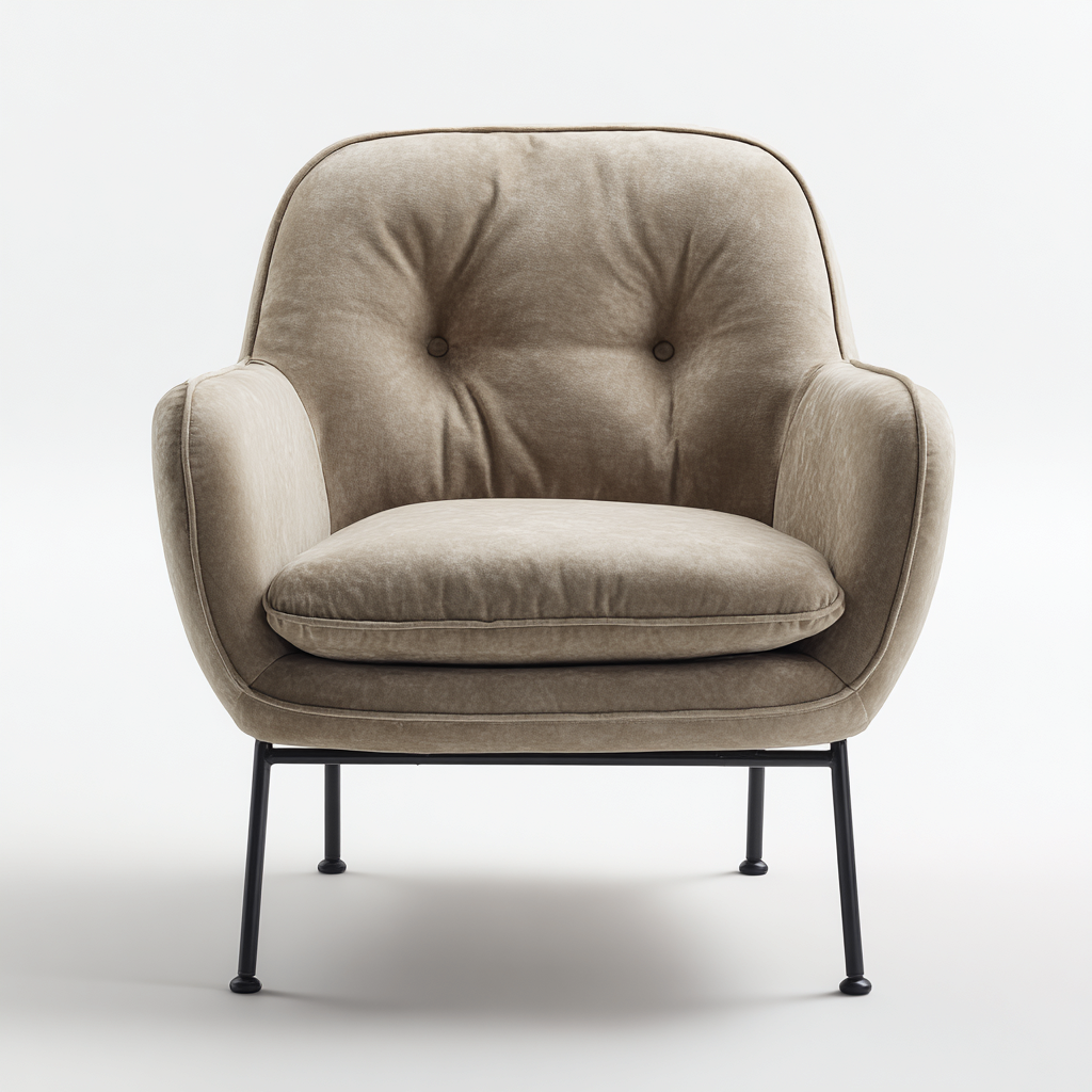 Fotel tapicerowany z aksamitu 80x78x85 cm - beżowy - do salonu - styl nowoczesny-Losaroom