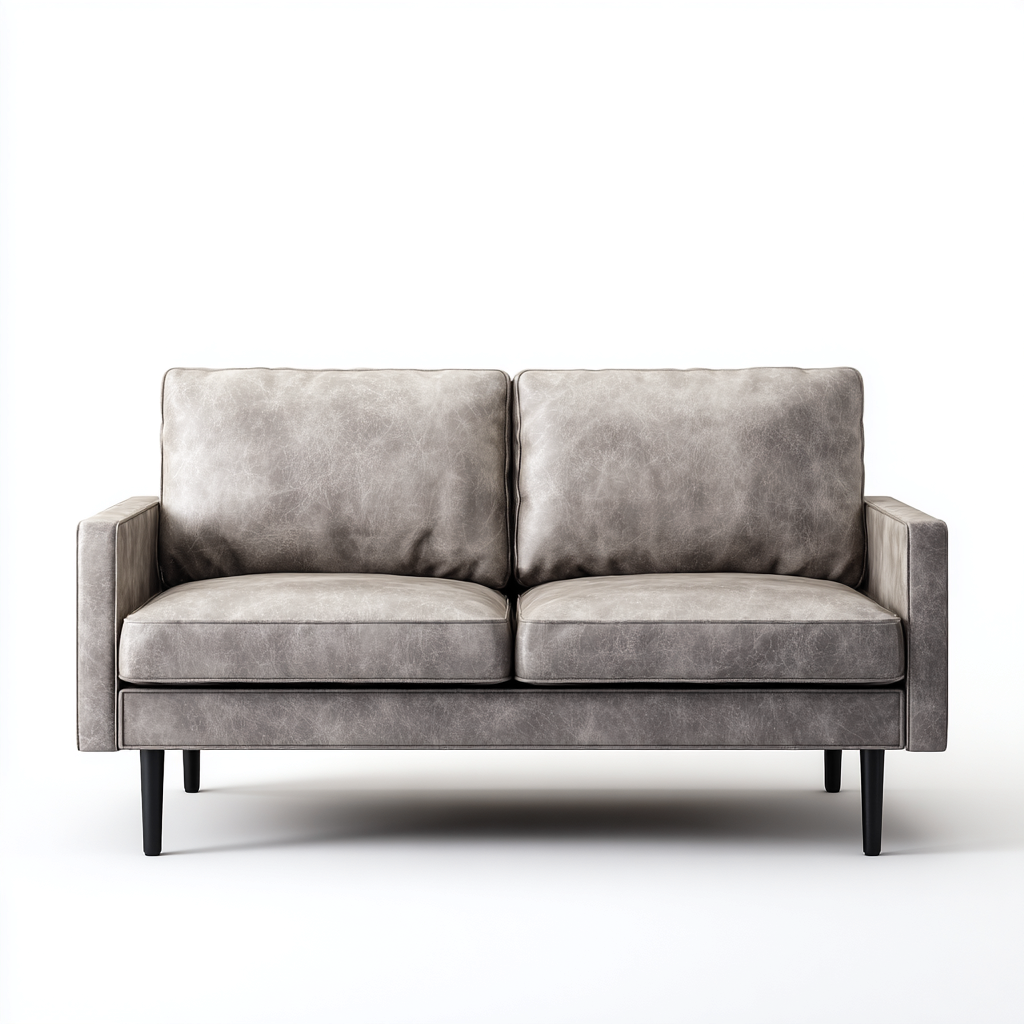 Sofa dwuosobowa ze skóry syntetycznej 165x90x85 cm - szary - do salonu - nowoczesny styl-Losaroom