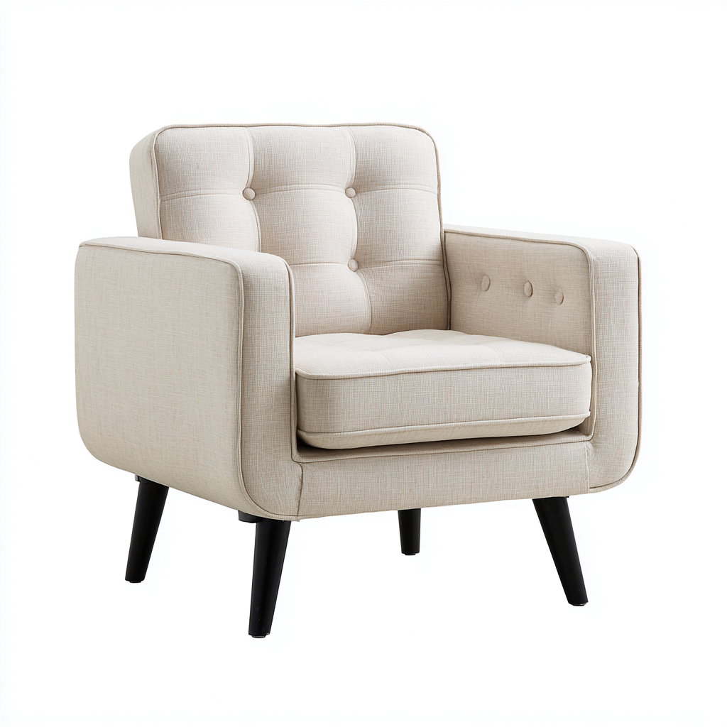 Fotel tapicerowany z tkaniny 78x75x83 cm - jasnobeżowy - do salonu - styl skandynawski-Losaroom
