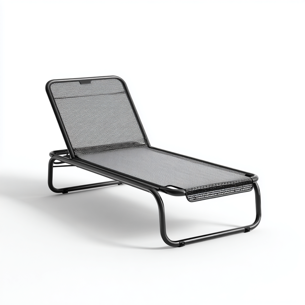 Leżak ogrodowy z metalu i tkaniny siatkowej 178x64x86 cm - czarny - do ogrodu na zewnątrz styl minimalistyczny-Losaroom