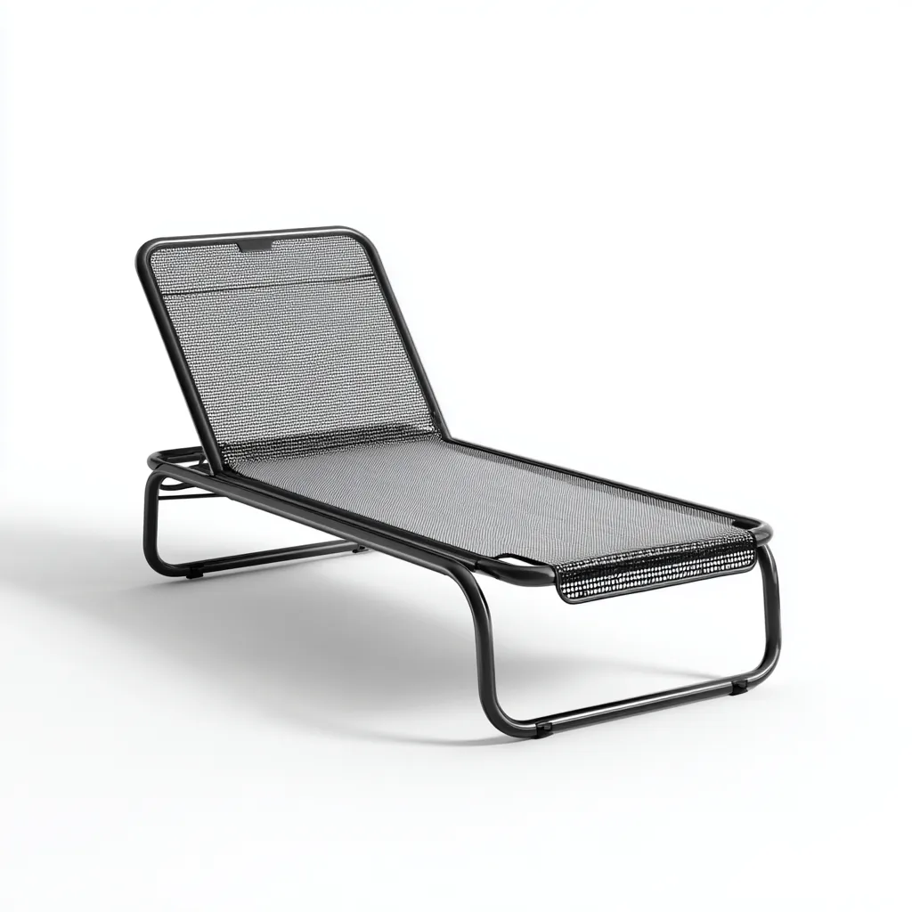 Leżak ogrodowy z metalu i tkaniny siatkowej 178x64x86 cm - czarny - do ogrodu na zewnątrz styl minimalistyczny-Losaroom