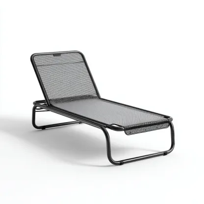 Leżak ogrodowy z metalu i tkaniny siatkowej 178x64x86 cm - czarny - do ogrodu na zewnątrz styl minimalistyczny-Losaroom