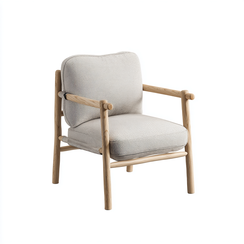 Fotel tapicerowany z tkaniny 78x75x85 cm - beżowy - do salonu - styl skandynawski-Losaroom