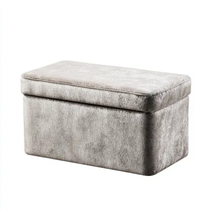 Ławka tapicerowana z pojemnikiem 75x38x38 cm - jasnoszara - styl nowoczesny, odpowiednia do przedpokoju-Losaroom
