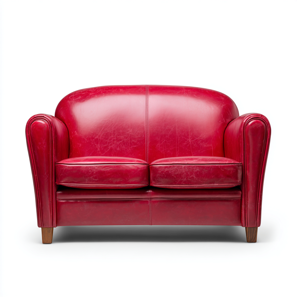 Sofa dwuosobowa ze skóry naturalnej 160x90x85 cm - czerwony - do salonu - klasyczny design-Losaroom