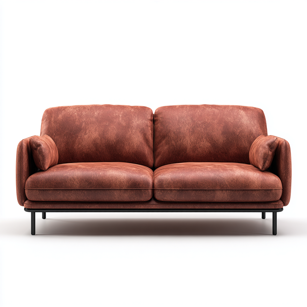 Sofa dwuosobowa ze skóry syntetycznej 165x90x85 cm - ciemnobrązowy - do salonu - nowoczesny design-Losaroom