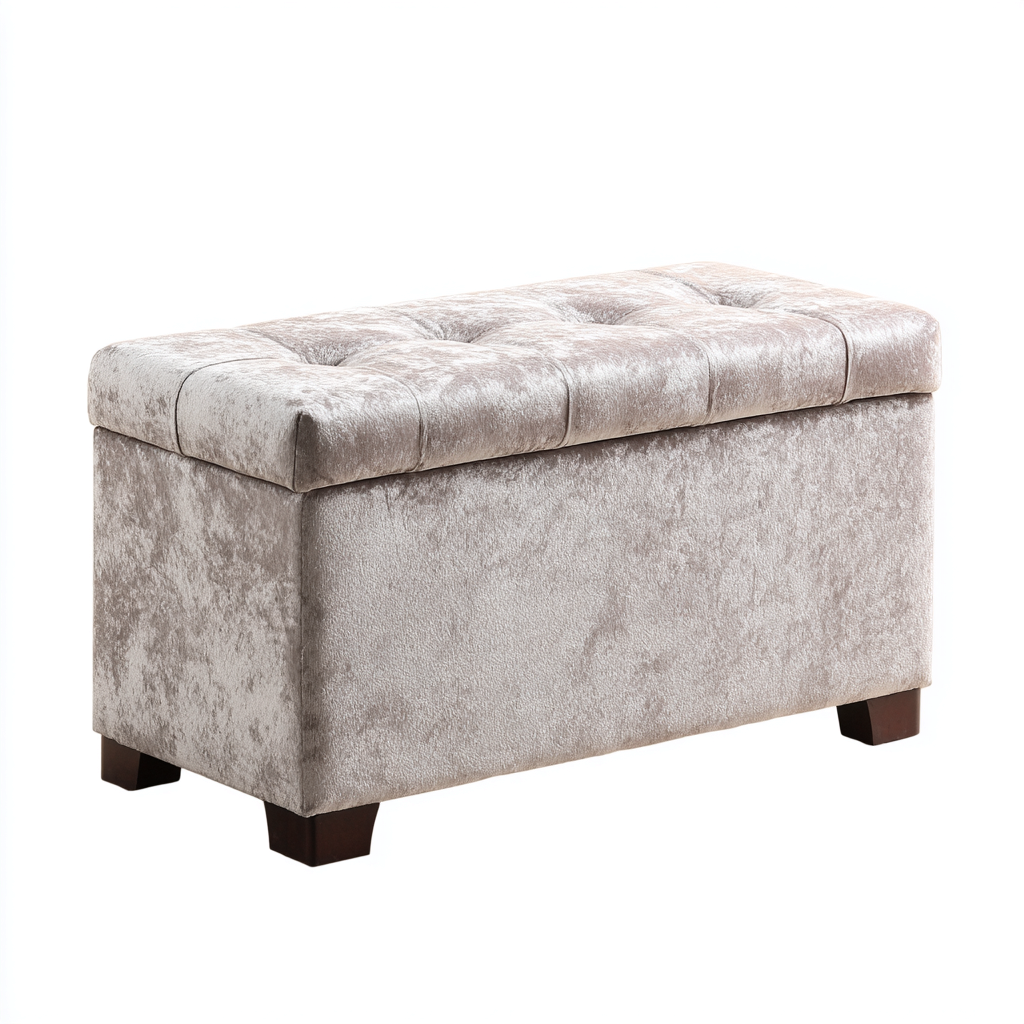 Ławka tapicerowana z pojemnikiem i pikowanym siedziskiem 78x38x42 cm - beżowa - styl elegancki, odpowiednia do przedpokoju-Losaroom
