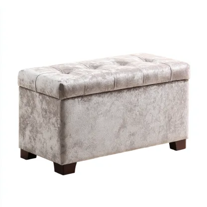Ławka tapicerowana z pojemnikiem i pikowanym siedziskiem 78x38x42 cm - beżowa - styl elegancki, odpowiednia do przedpokoju-Losaroom
