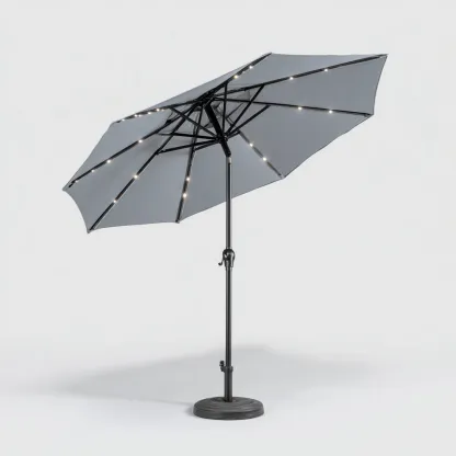 Parasol ogrodowy z oświetleniem LED z poliestru i metalu 230x230x250 cm - ciemnoszary - styl nowoczesny - do ogrodu na zewnątrz-Losaroom