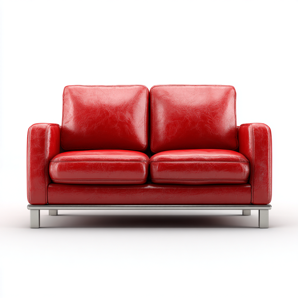Sofa dwuosobowa ze skóry syntetycznej 165x90x85 cm - czerwony - do salonu - nowoczesny design-Losaroom