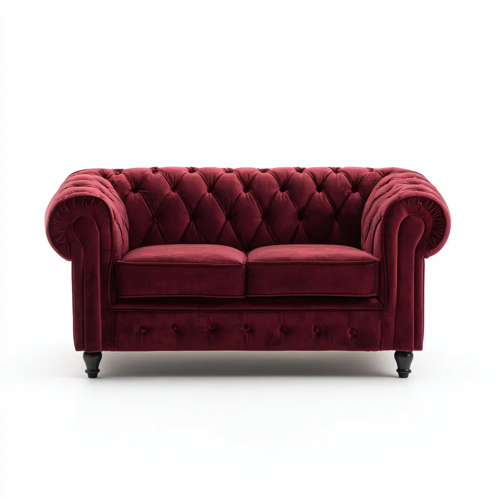 Sofa dwuosobowa z aksamitu 165x90x85 cm - bordowy - do salonu - styl klasyczny Chesterfield-Losaroom