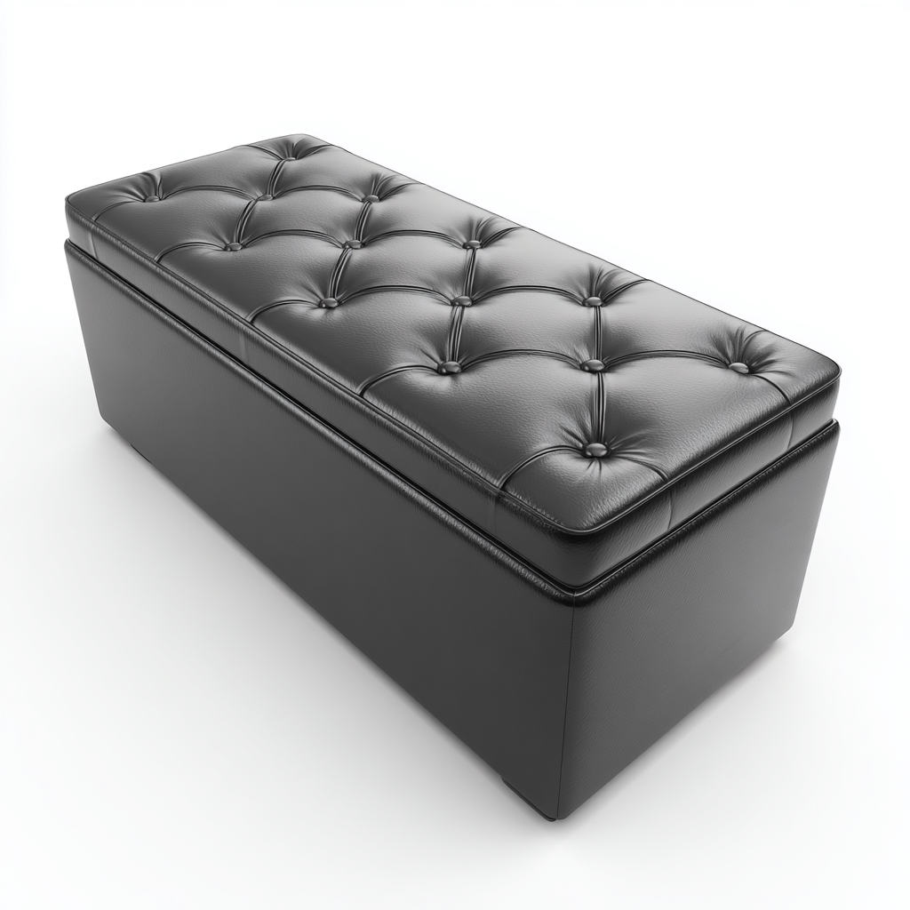 Ławka do przedpokoju z ekoskóry 100x40x45 cm - Czarna - Do przedpokoju - Styl nowoczesny z funkcją schowka-Losaroom