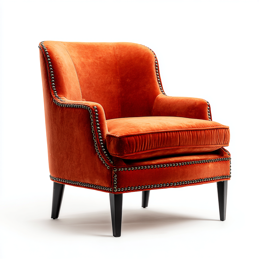 Fotel tapicerowany z aksamitu 82x78x95 cm - pomarańczowy - do salonu - styl klasyczny-Losaroom
