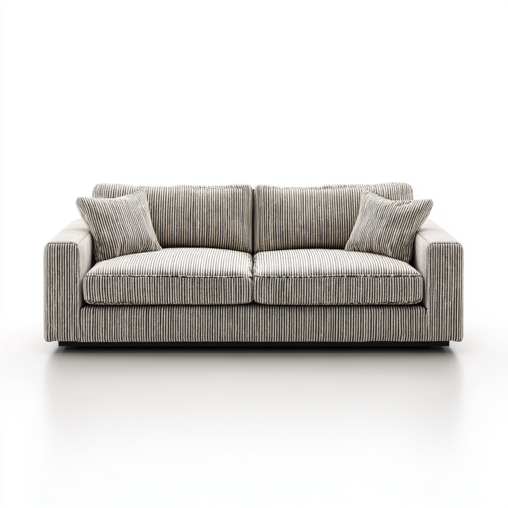 Sofa dwuosobowa tapicerowana tkaniną sztruksową 185x90x85 cm - szaro-biała - do salonu - nowoczesny design-Losaroom