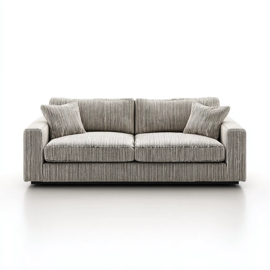 Sofa dwuosobowa tapicerowana tkaniną sztruksową 185x90x85 cm - szaro-biała - do salonu - nowoczesny design-Losaroom