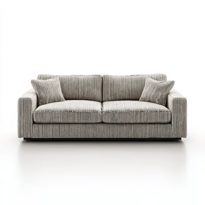 Sofa dwuosobowa tapicerowana tkaniną sztruksową 185x90x85 cm - szaro-biała - do salonu - nowoczesny design-Losaroom