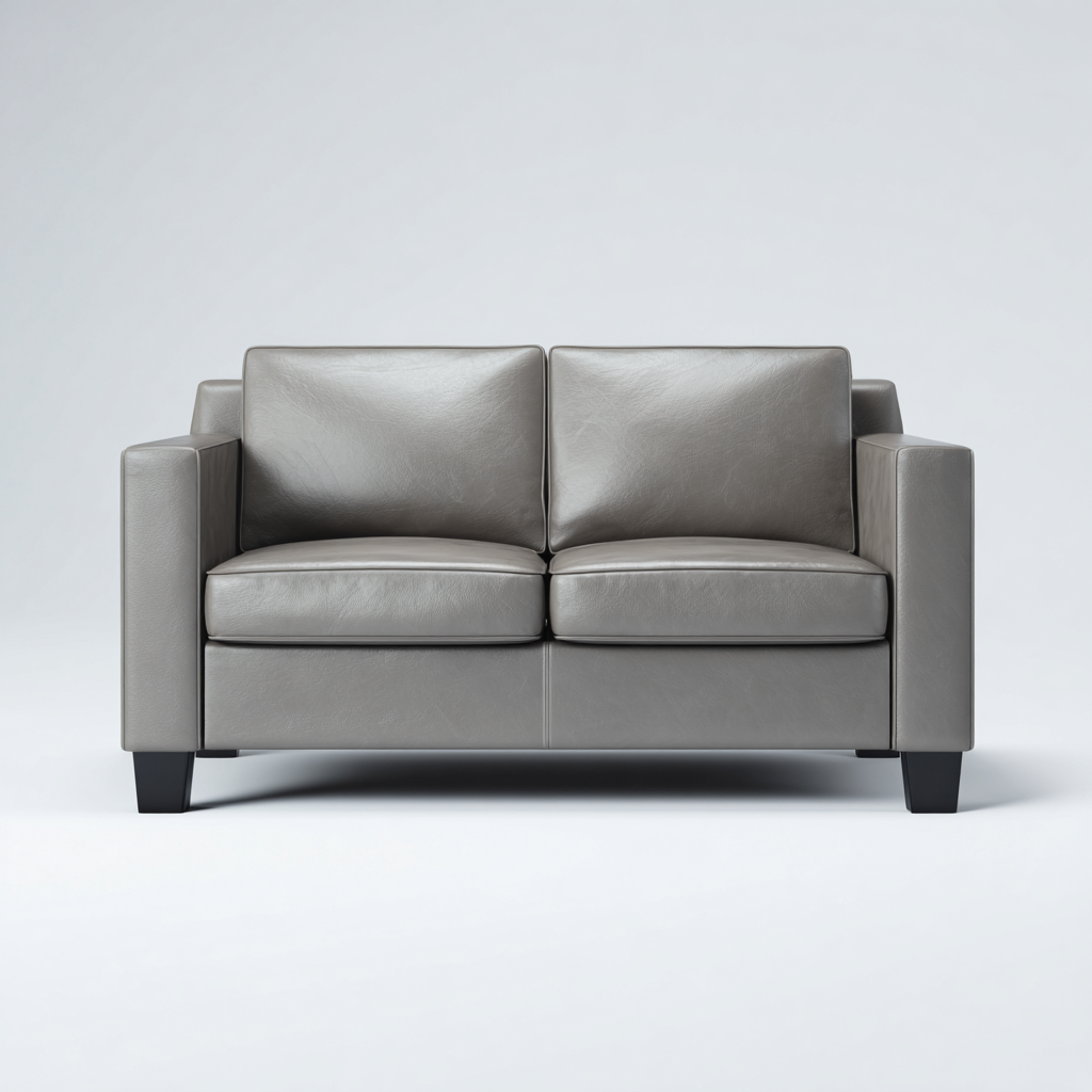 Sofa dwuosobowa ze skóry naturalnej 165x90x85 cm - szary - do salonu - nowoczesny design-Losaroom