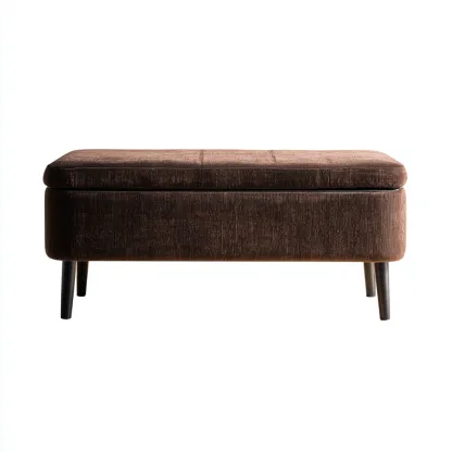 Ławka do przedpokoju z pojemnikiem do przechowywania 85x38x45 cm - Ciemnobrązowa - Do przedpokoju - Styl nowoczesny minimalistyczny-Losaroom