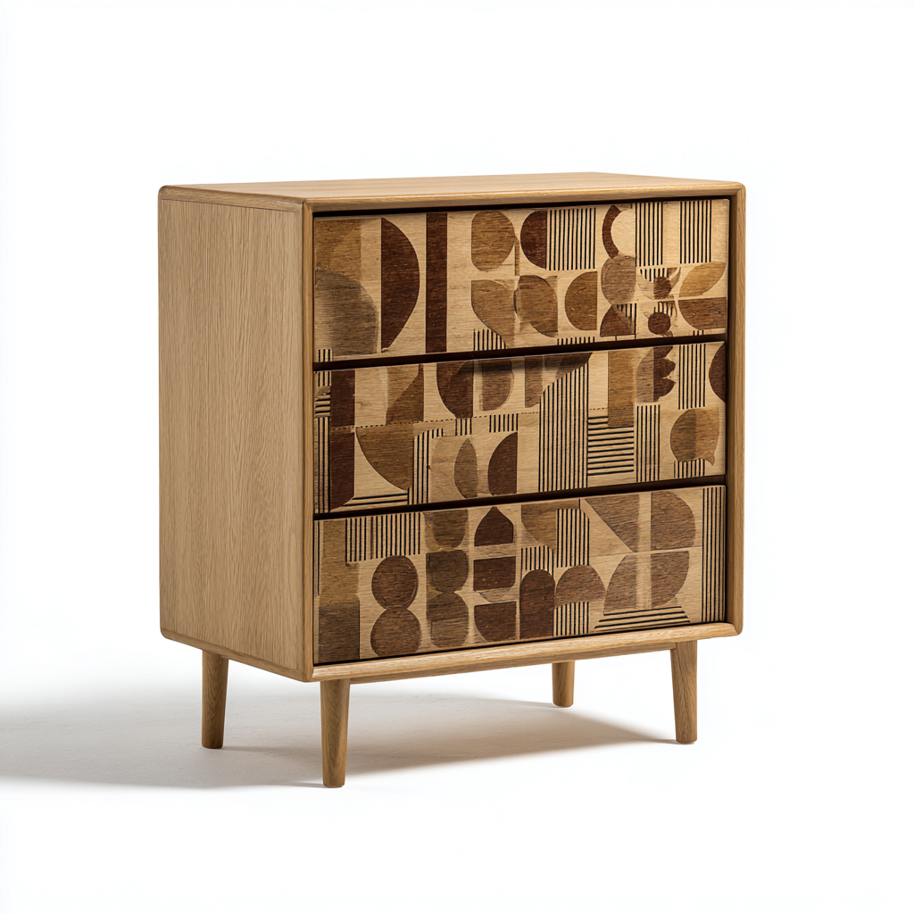 Komoda z drewna dębowego 65x42x78 cm - brązowy - styl retro do salonu-Losaroom