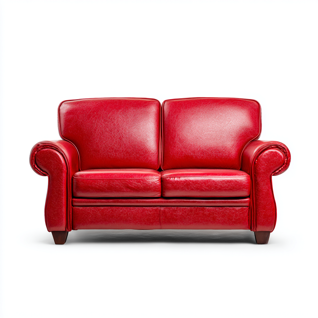 Sofa dwuosobowa ze skóry naturalnej 165x90x85 cm - czerwony - do salonu - klasyczny styl-Losaroom