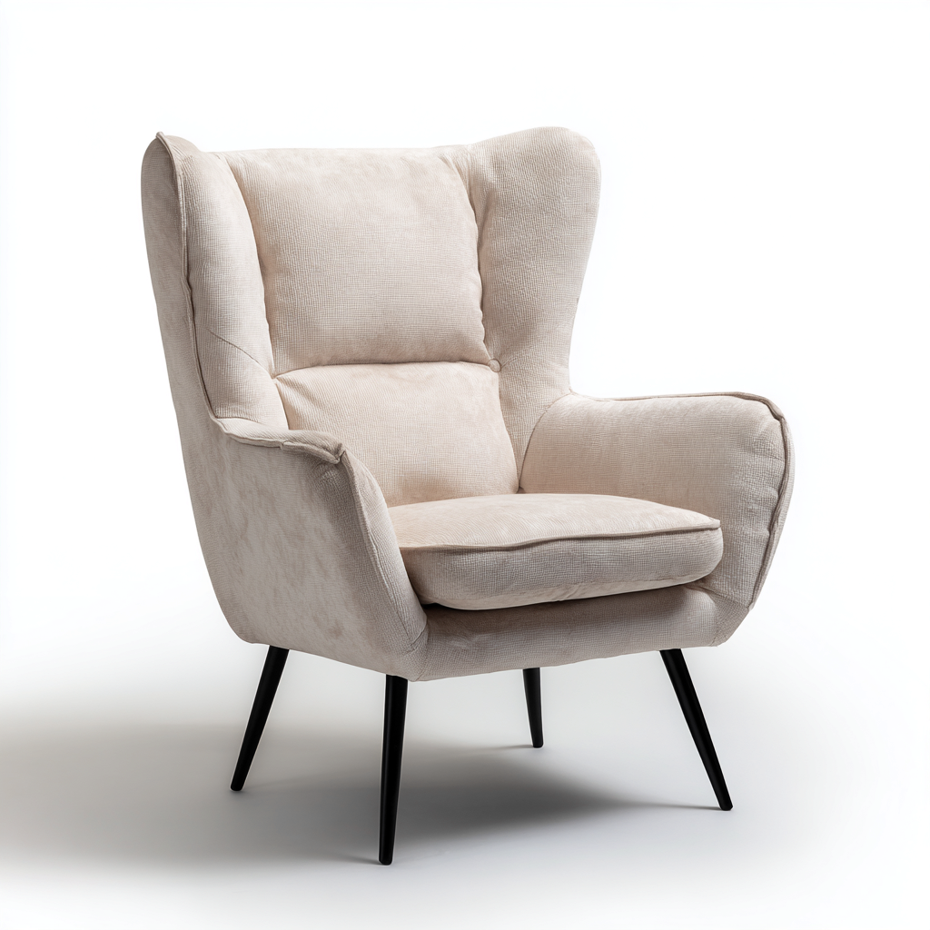 Fotel tapicerowany z tkaniny 82x80x95 cm - beżowy - do salonu - styl nowoczesny-Losaroom