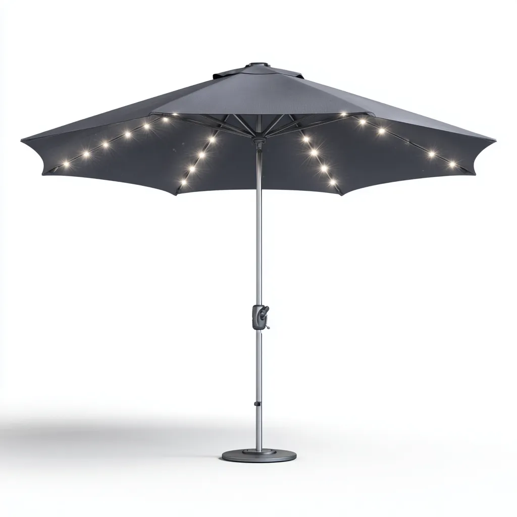 Parasole ogrodowe z aluminium 300x300x250 cm - ciemnoszary - z oświetleniem LED i korbowym mechanizmem - nowoczesny design - odpowiedni do ogrodu-Losaroom