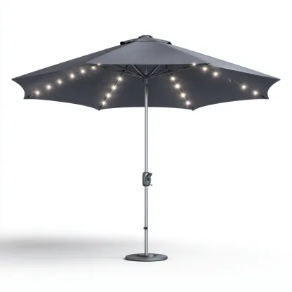 Parasole ogrodowe z aluminium 300x300x250 cm - ciemnoszary - z oświetleniem LED i korbowym mechanizmem - nowoczesny design - odpowiedni do ogrodu-Losaroom